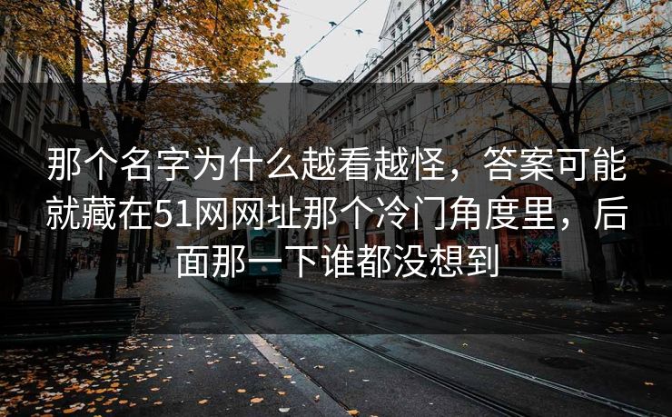 那个名字为什么越看越怪，答案可能就藏在51网网址那个冷门角度里，后面那一下谁都没想到