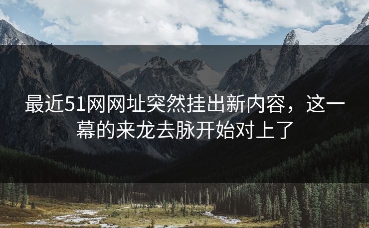 最近51网网址突然挂出新内容，这一幕的来龙去脉开始对上了