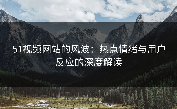 51视频网站的风波：热点情绪与用户反应的深度解读