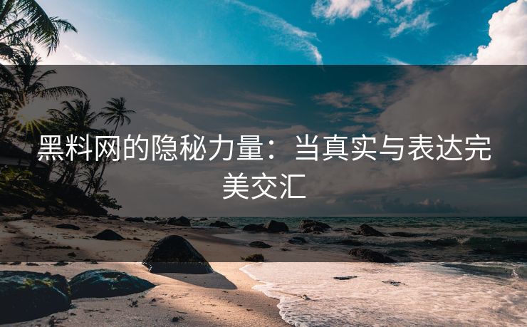 黑料网的隐秘力量：当真实与表达完美交汇